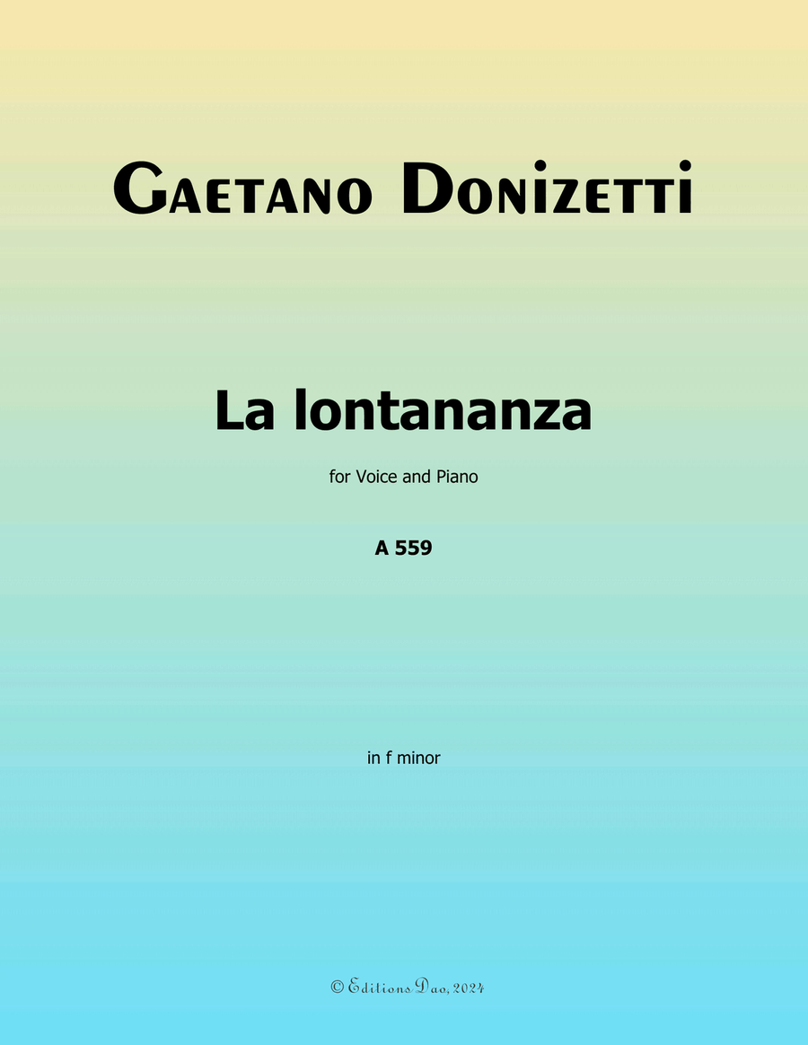 La lontananza, by Donizetti, A 559, in f minor Piano, Vocal scores gallery preview page 1