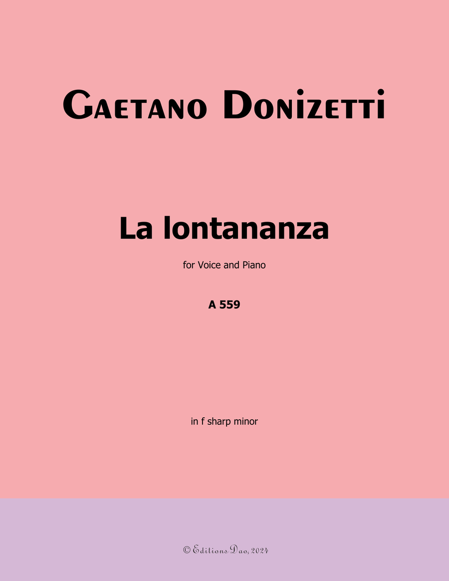 La lontananza, by Donizetti, A 559, in f sharp minor Piano, Vocal scores gallery preview page 1