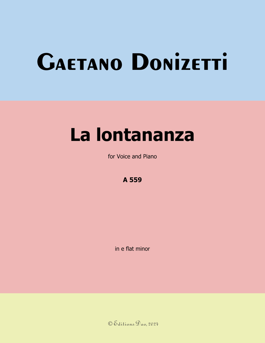 La lontananza, by Donizetti, A 559, in e flat minor Piano, Vocal scores gallery preview page 1