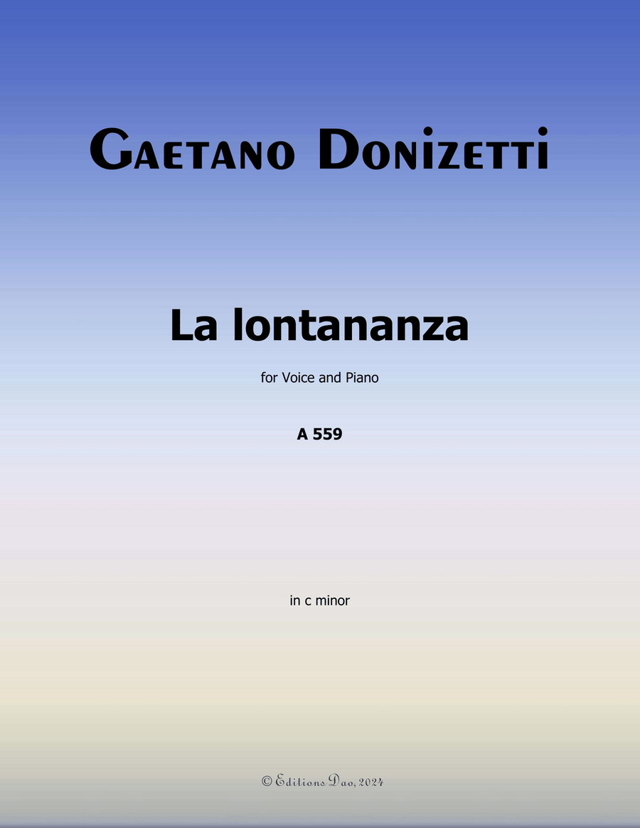 La lontananza, by Donizetti, A 559, in c minor Piano, Vocal scores gallery preview page 1