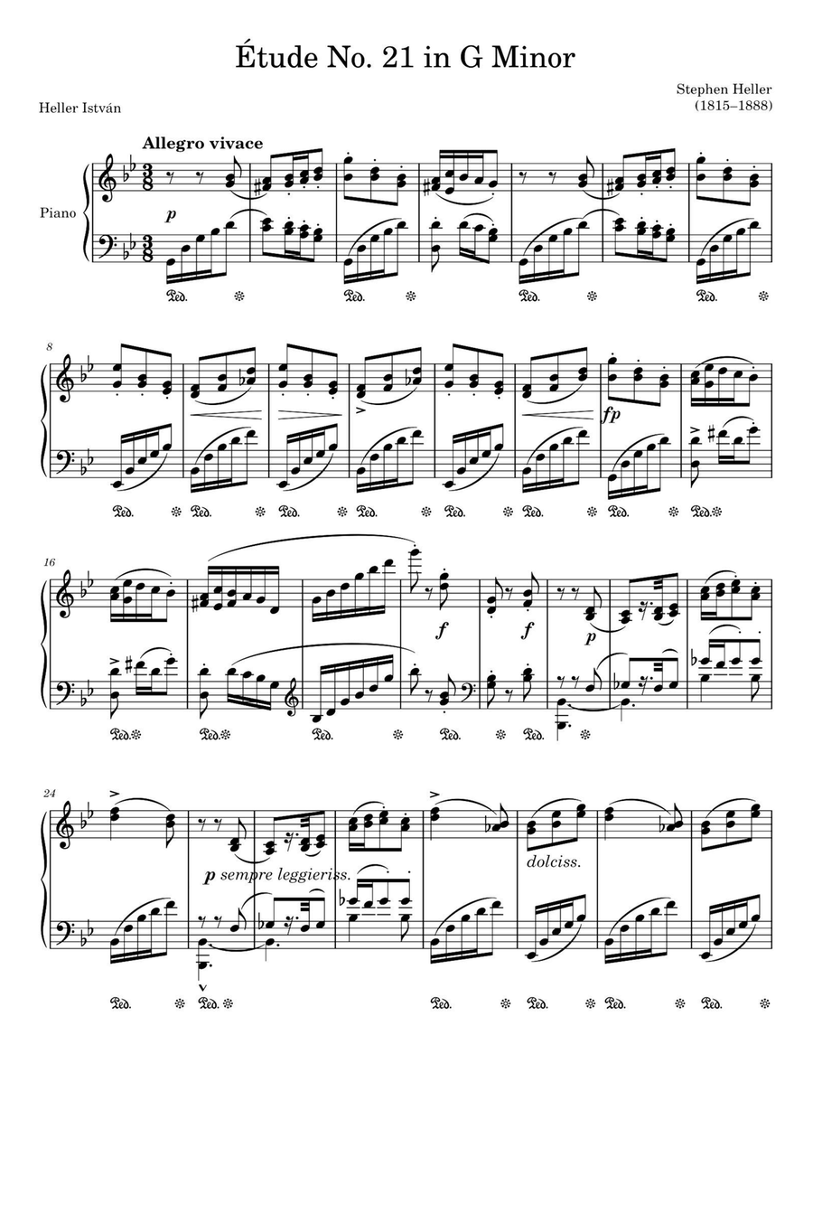 Étude Opus 45 No. 21 in G Minor – Stephen Heller Piano Solo scores gallery preview page 1