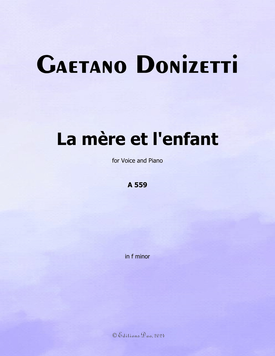 La mère et l'enfant, by Donizetti, in f minor Piano, Vocal scores gallery preview page 1