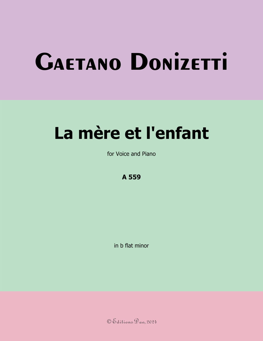 La mère et l'enfant, by Donizetti, in b flat minor Piano, Vocal scores gallery preview page 1