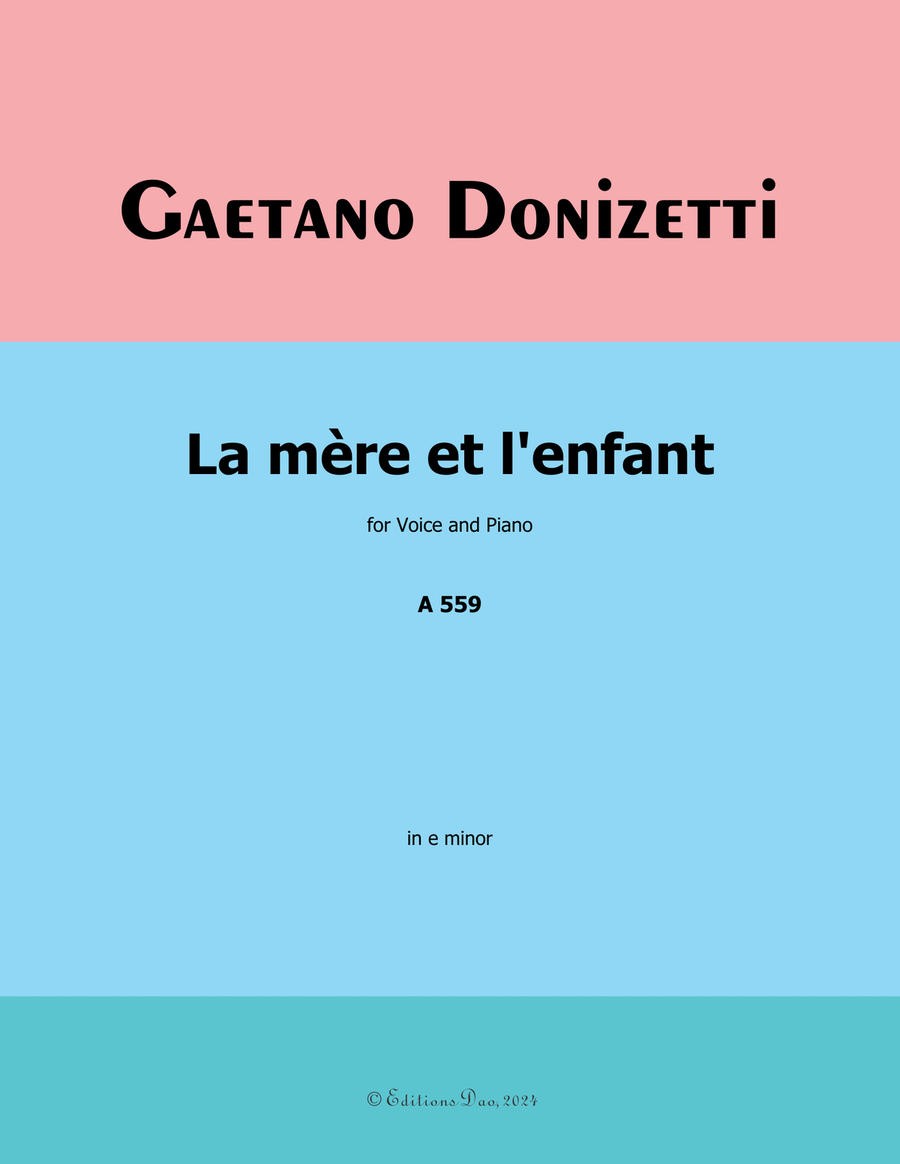La mère et l'enfant, by Donizetti, in e minor Piano, Vocal scores gallery preview page 1