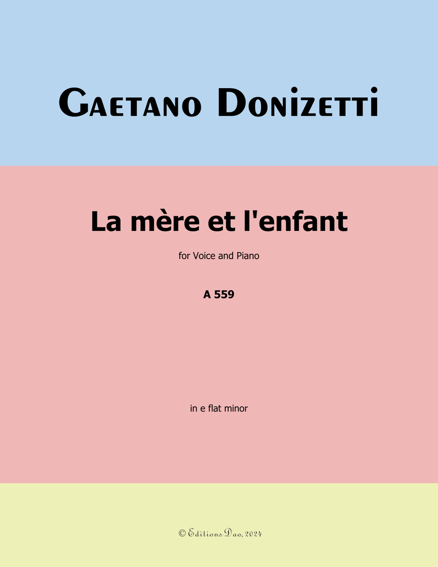 La mère et l'enfant, by Donizetti, in e flat minor Piano, Vocal scores gallery preview page 1