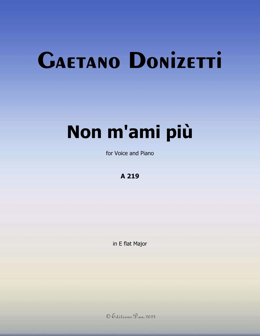 Non m'ami più, by Donizetti, in E flat Major Piano, Vocal scores gallery preview page 1