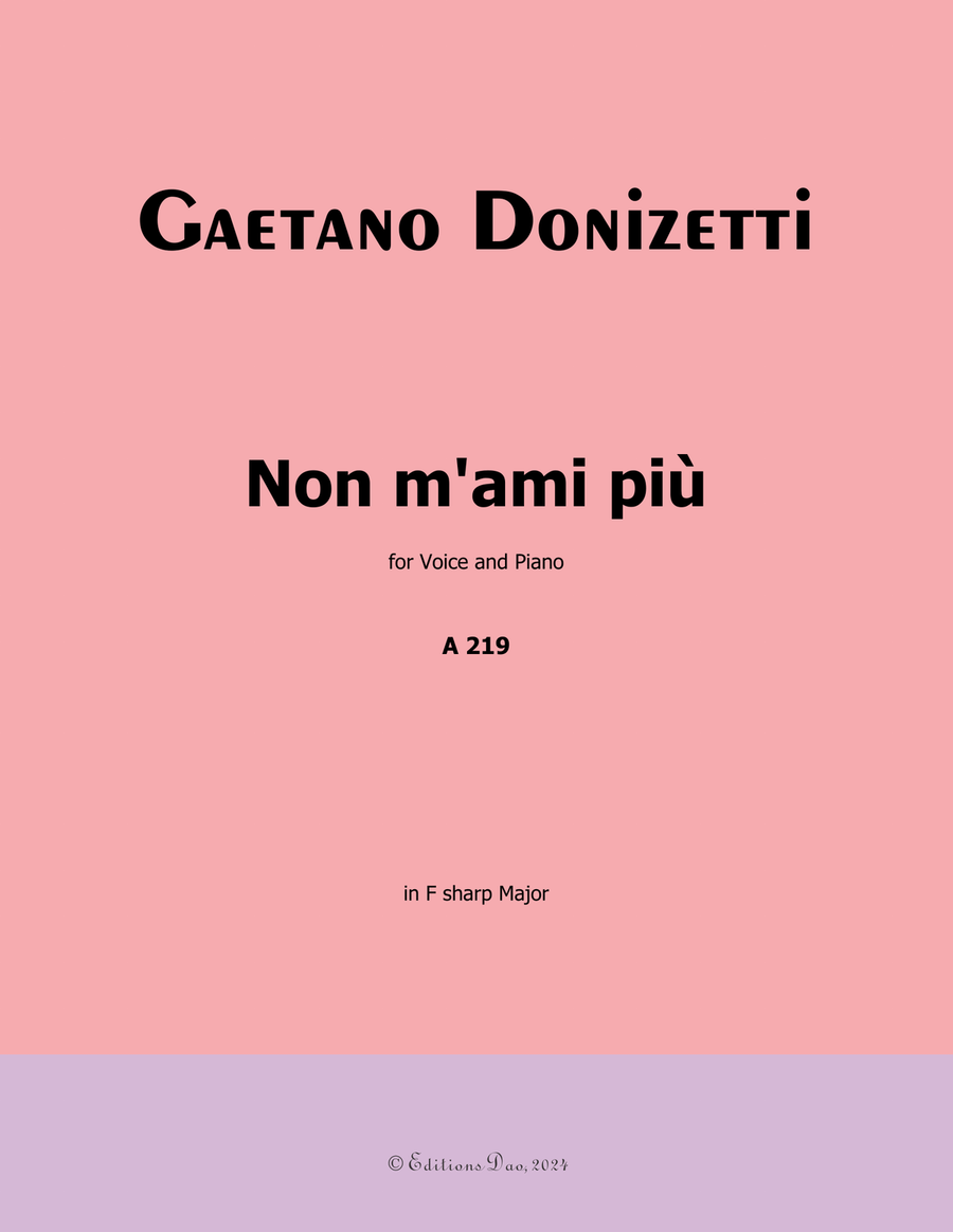 Non m'ami più, by Donizetti, in F sharp Major Piano, Vocal scores gallery preview page 1