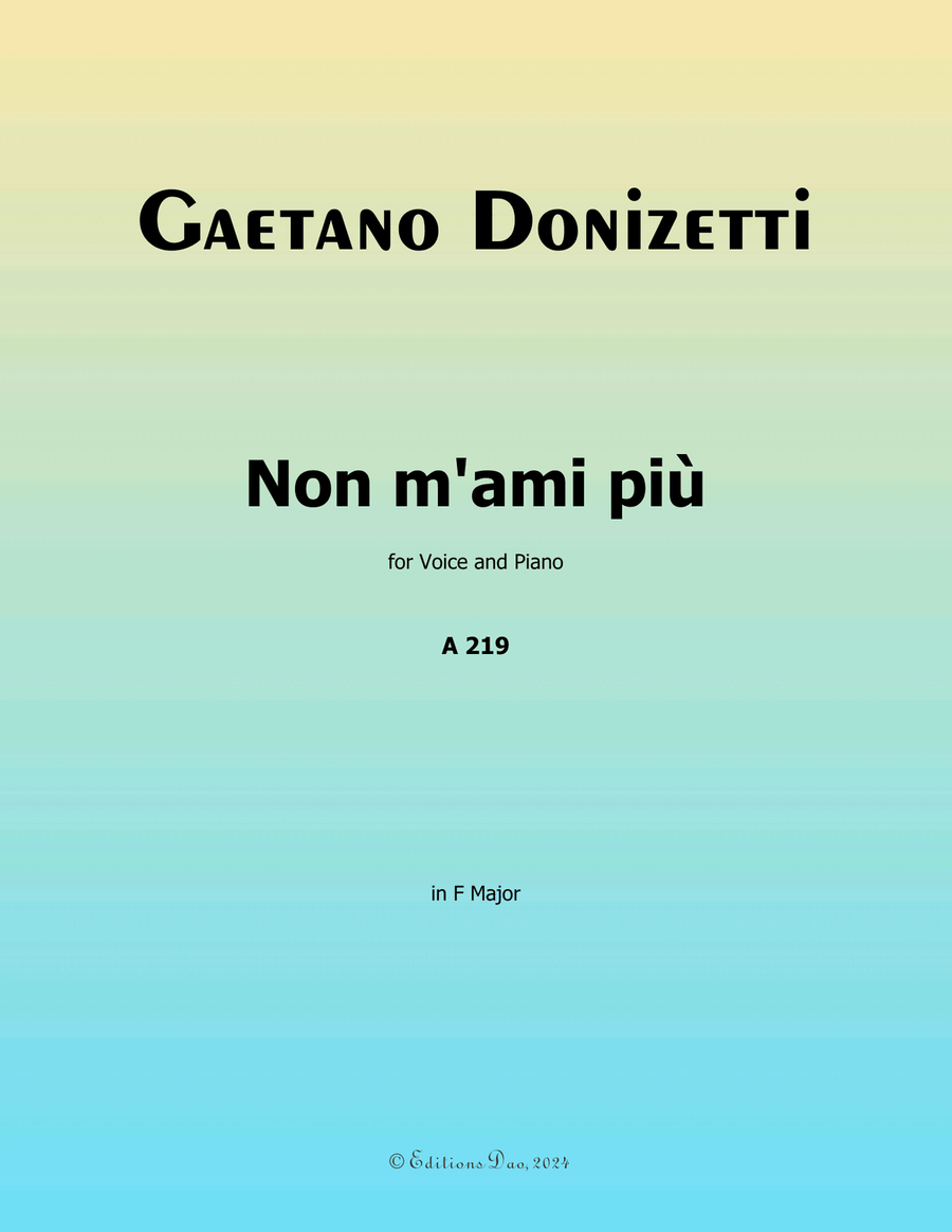 Non m'ami più, by Donizetti, in F Major Piano, Vocal scores gallery preview page 1