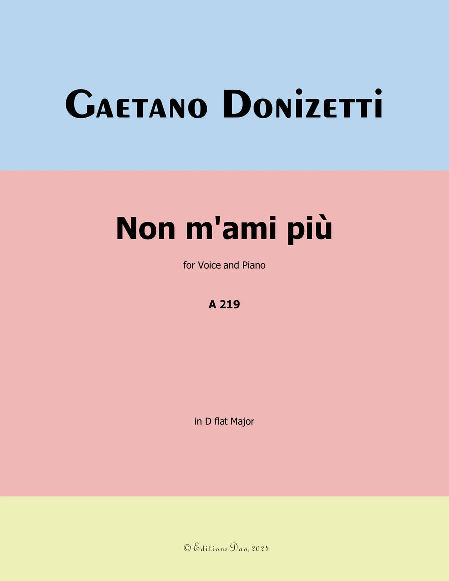 Non m'ami più, by Donizetti, in D flat Major Piano, Vocal scores gallery preview page 1