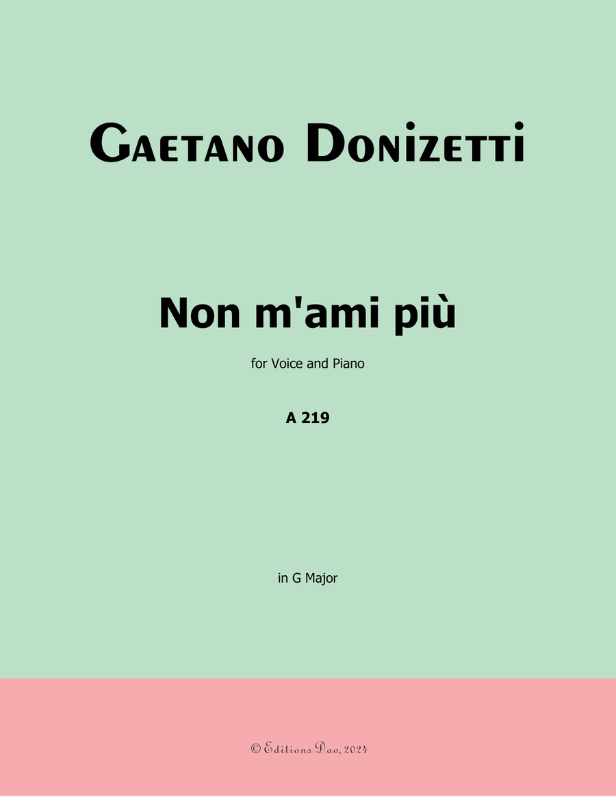 Non m'ami più, by Donizetti, in G Major Piano, Vocal scores gallery preview page 1