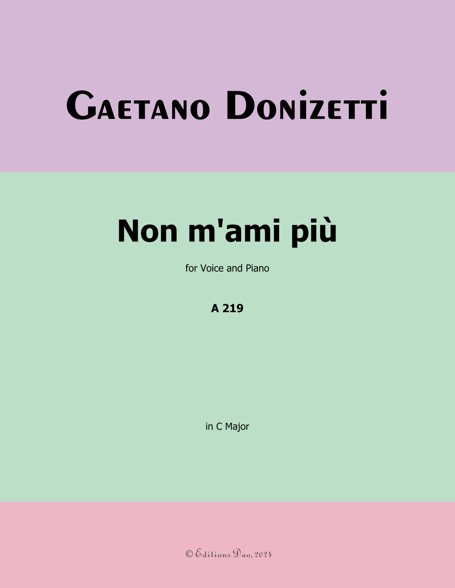 Non m'ami più, by Donizetti, in C Major Piano, Vocal scores gallery preview page 1