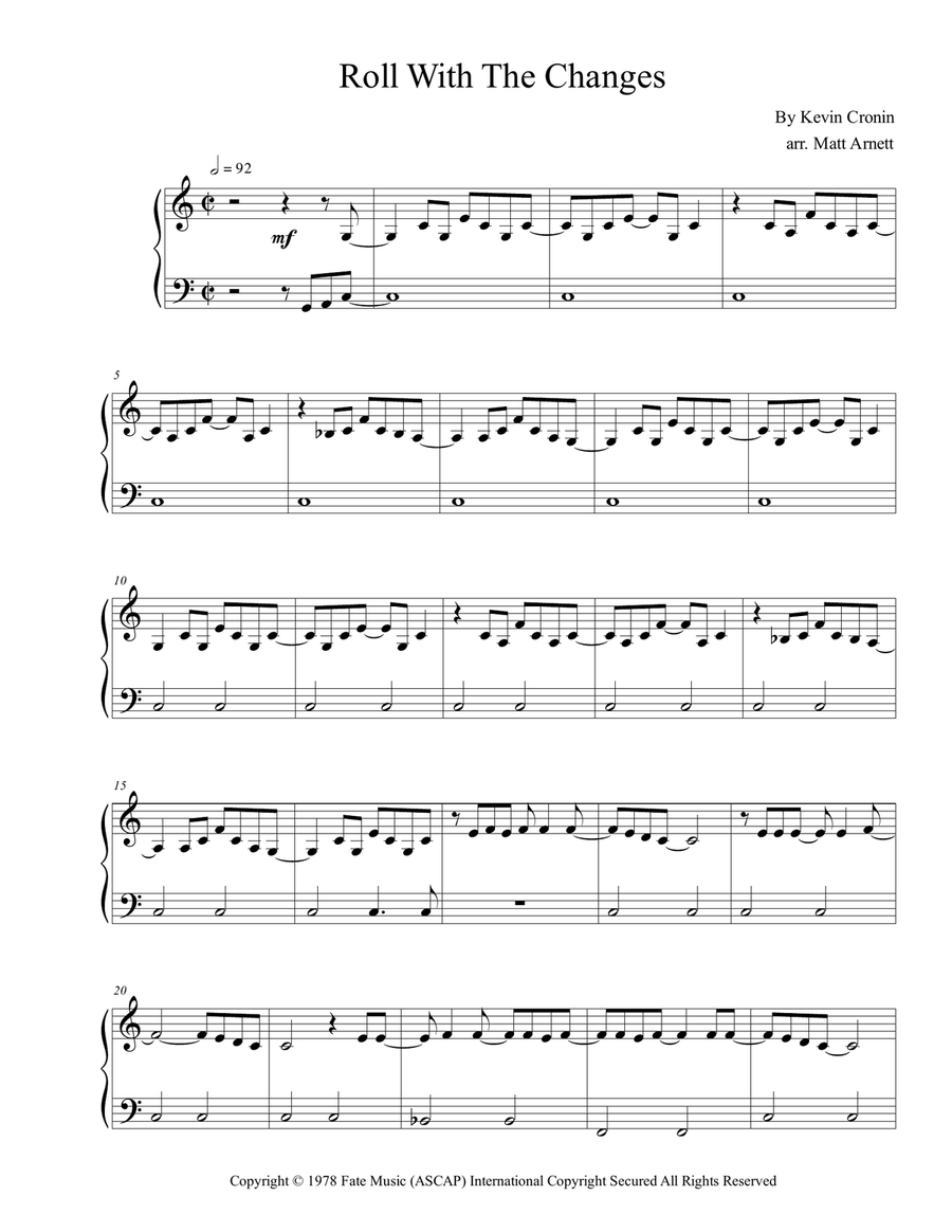 Roll With The Changes Easy Piano scores gallery preview page 1