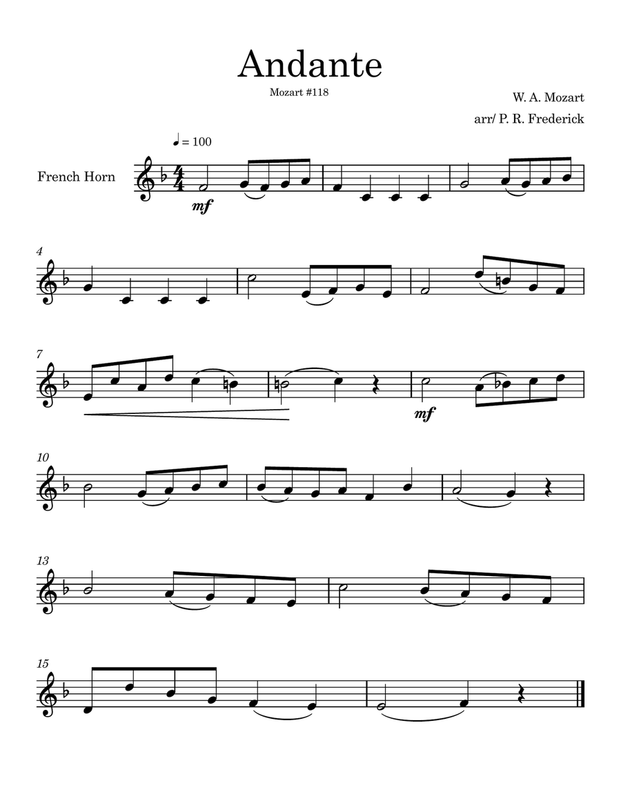 Andante Andante Horn Solo scores gallery preview page 1