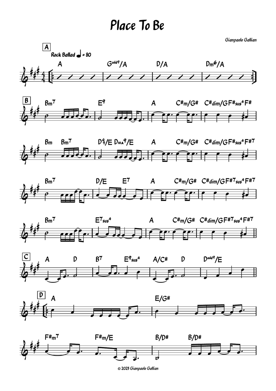 Place To Be Place To Be Piano scores gallery preview page 1