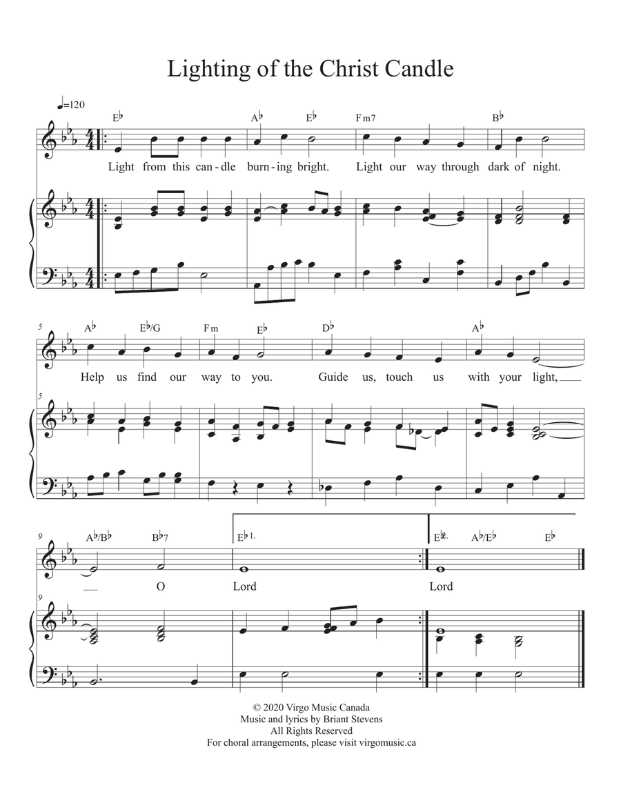 Lighting of the Christ Candle Piano, Vocal scores gallery preview page 1
