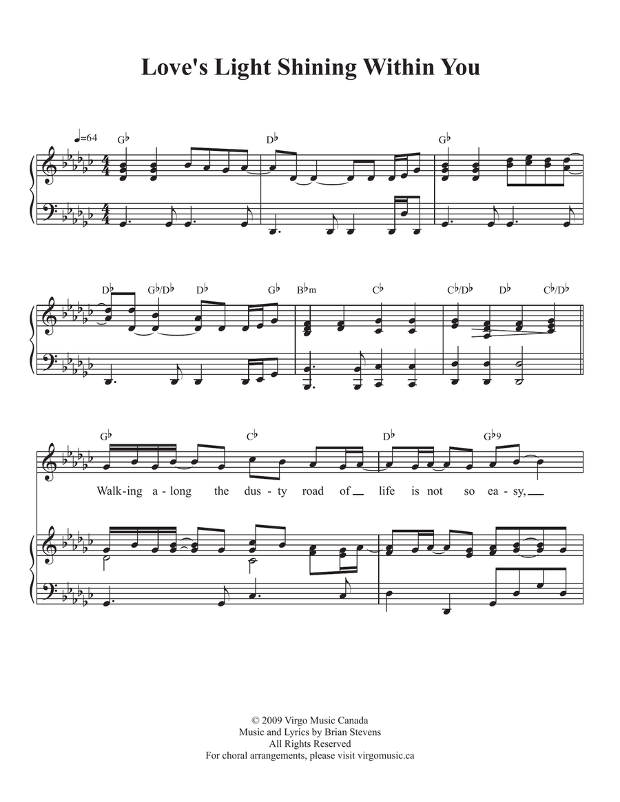 Love's Light Shining Within You Piano, Vocal scores gallery preview page 1