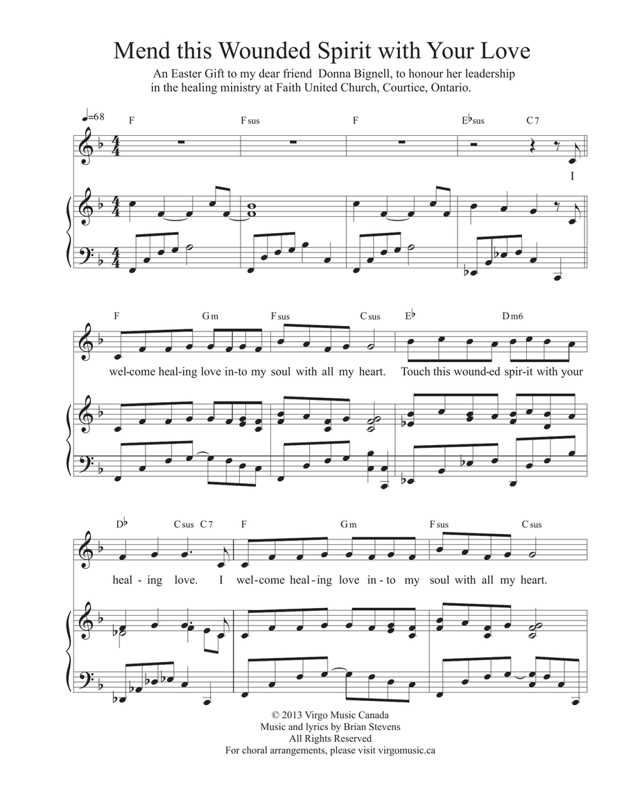 Mend This Wounded Spirit With Your Love Piano, Vocal scores gallery preview page 1
