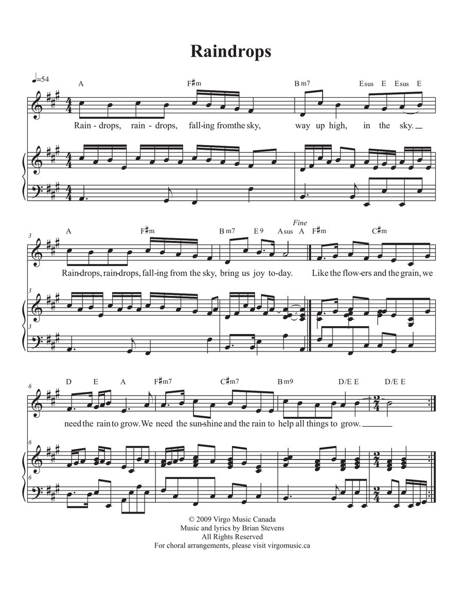 Raindrops Raindrops Piano, Vocal scores gallery preview page 1