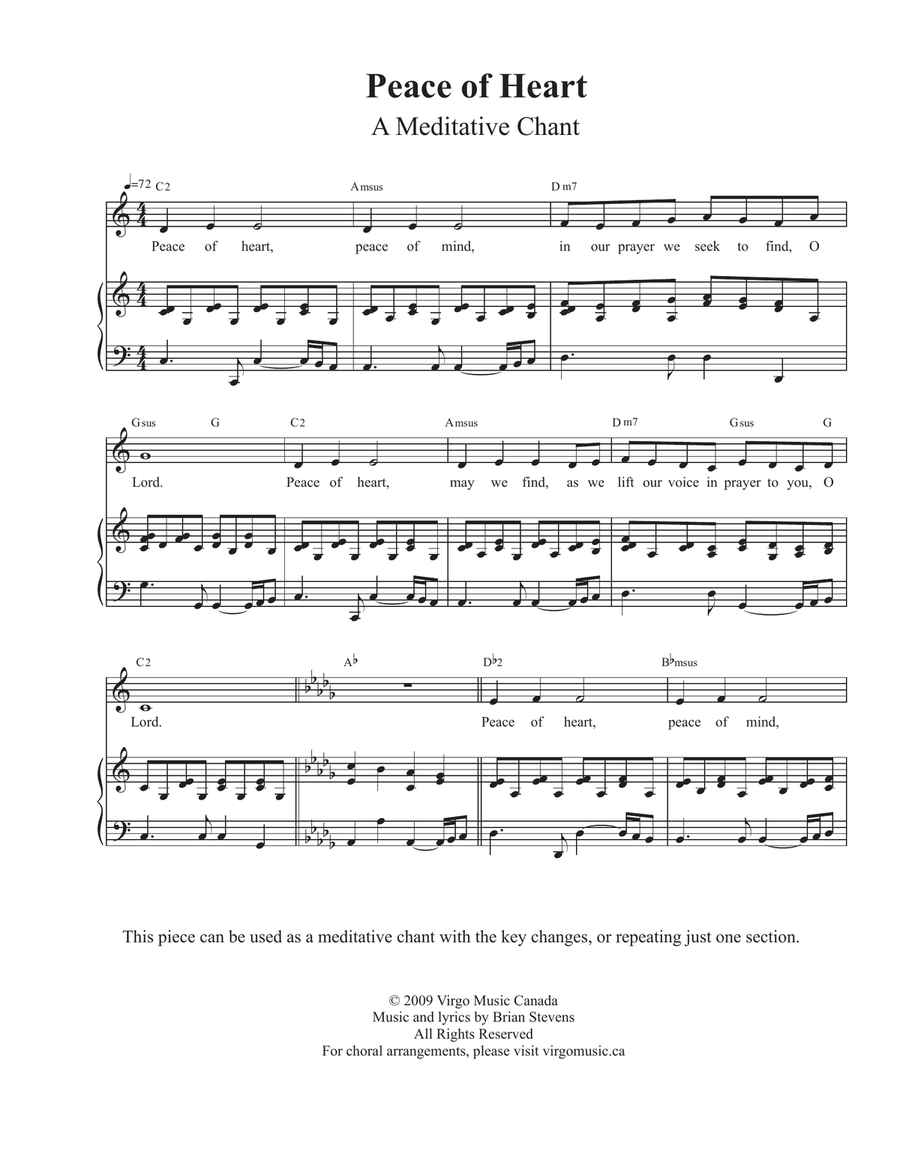 Peace of Heart Peace of Heart Piano, Vocal scores gallery preview page 1