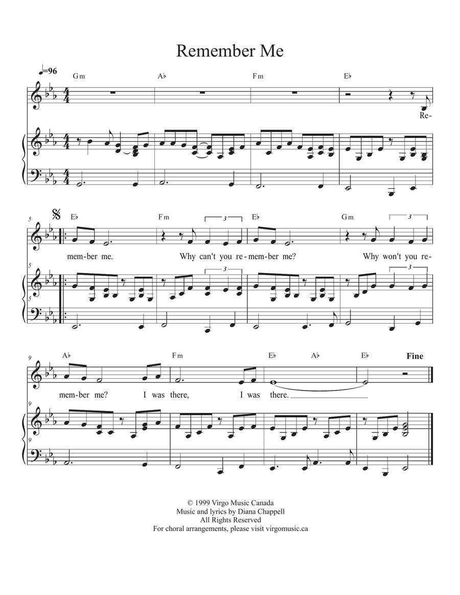 Remember Me Remember Me Piano, Vocal scores gallery preview page 1