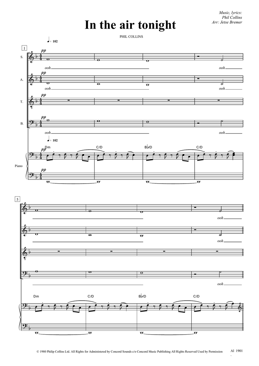 In The Air Tonight In The Air Tonight 4-Part scores gallery preview page 1