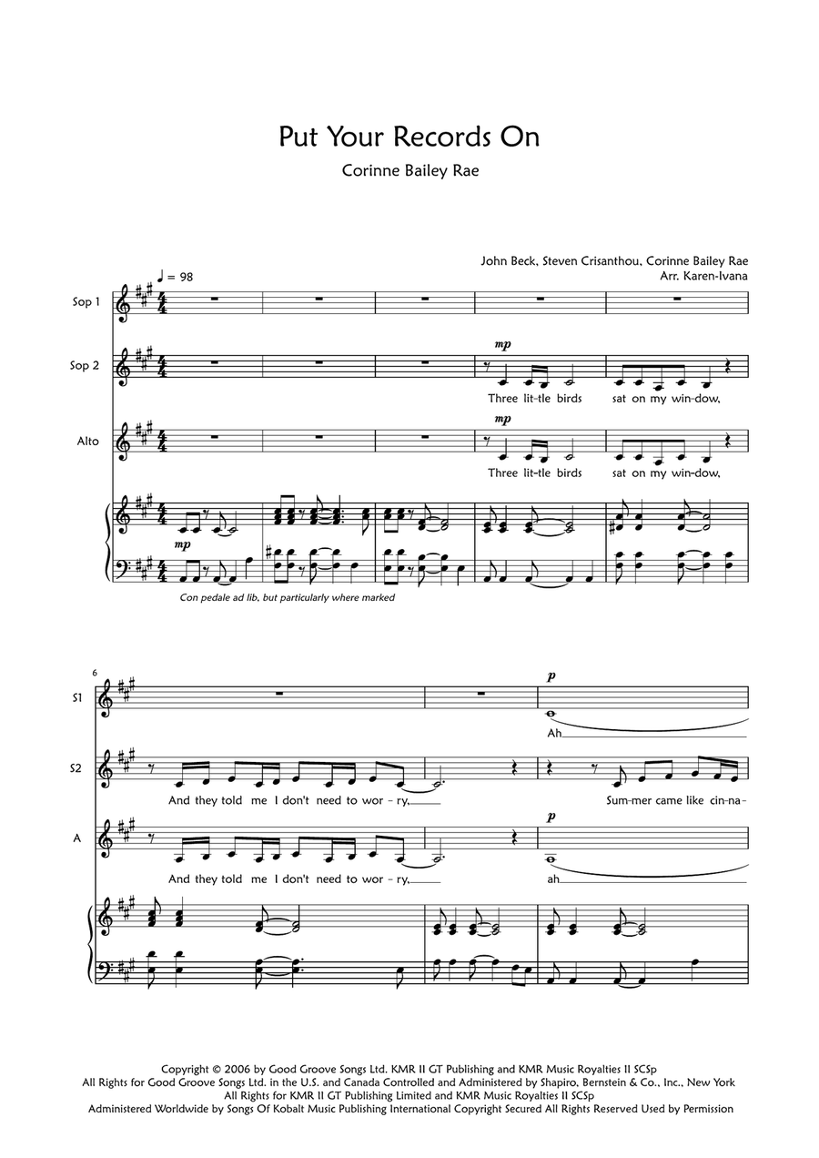 Put Your Records On Put Your Records On SSA scores gallery preview page 1