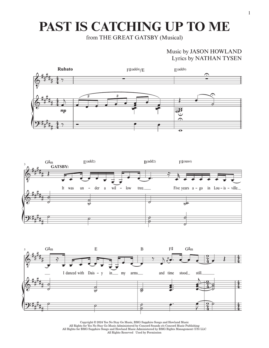Past Is Catching Up To Me (from The Great Gatsby) Voice scores gallery preview page 1