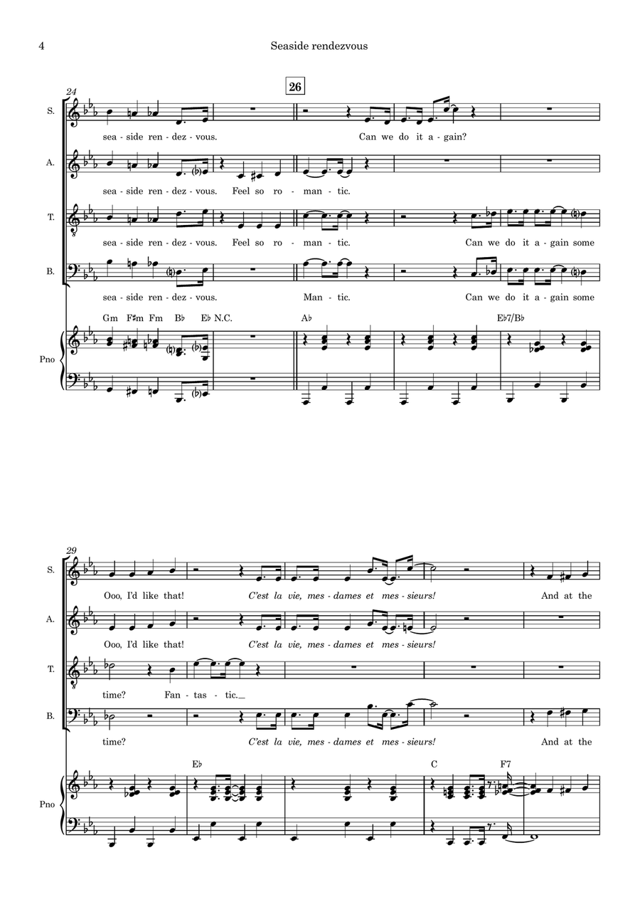 Seaside Rendezvous (arr. Tim Allen) - Full Score by Queen SSAATB - Digital Sheet Music page 4