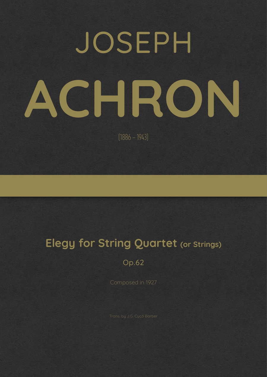Achron - Elegy for String Quartet, Op.62 String Quartet scores gallery preview page 1