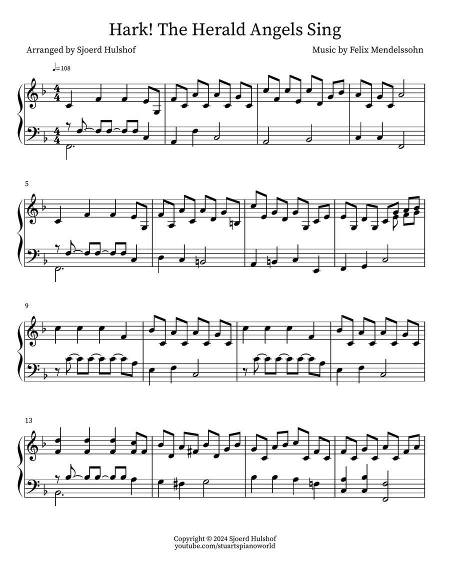 Hark! The Herald Angels Sing Piano scores gallery preview page 1