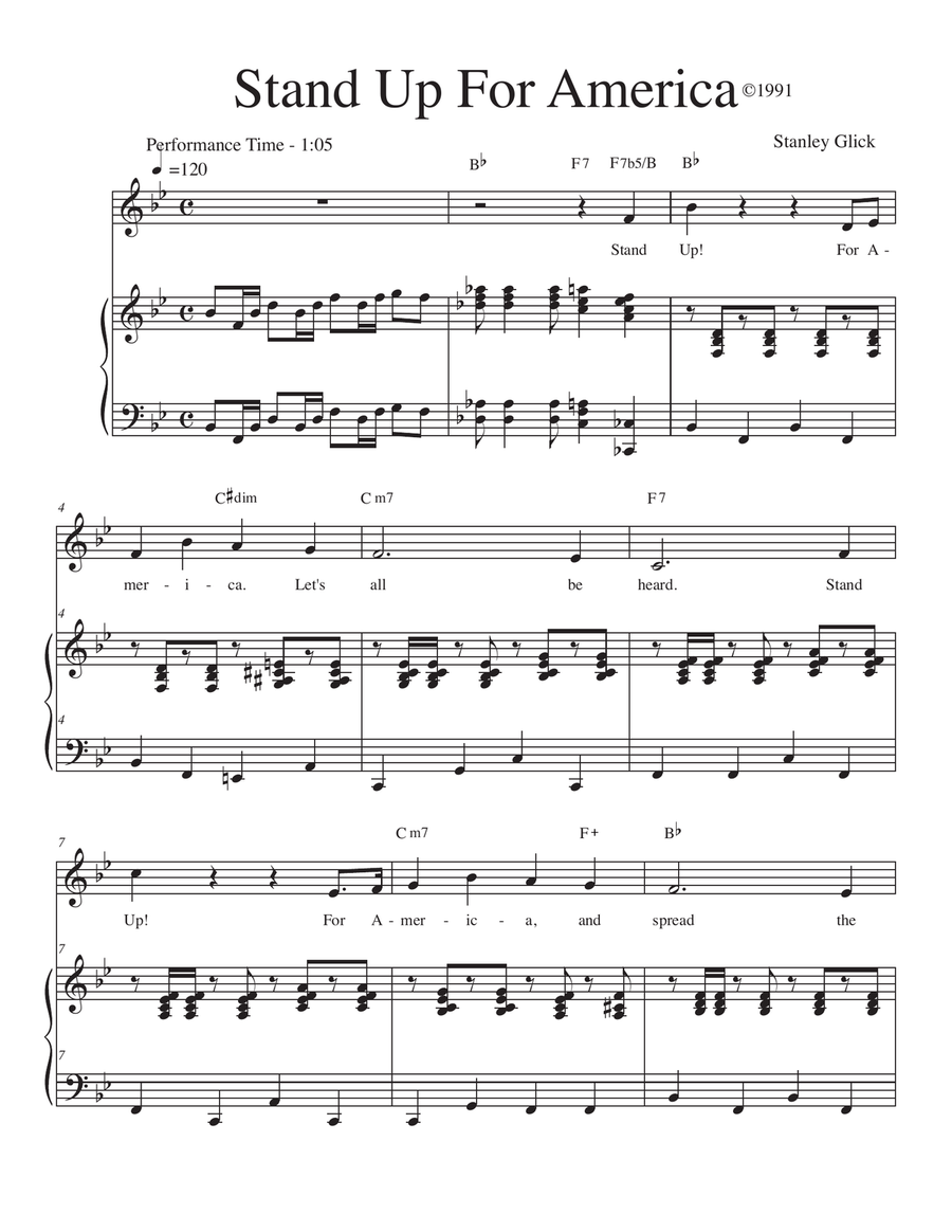 Stand Up For America Stand Up For America Piano, Vocal scores gallery preview page 1
