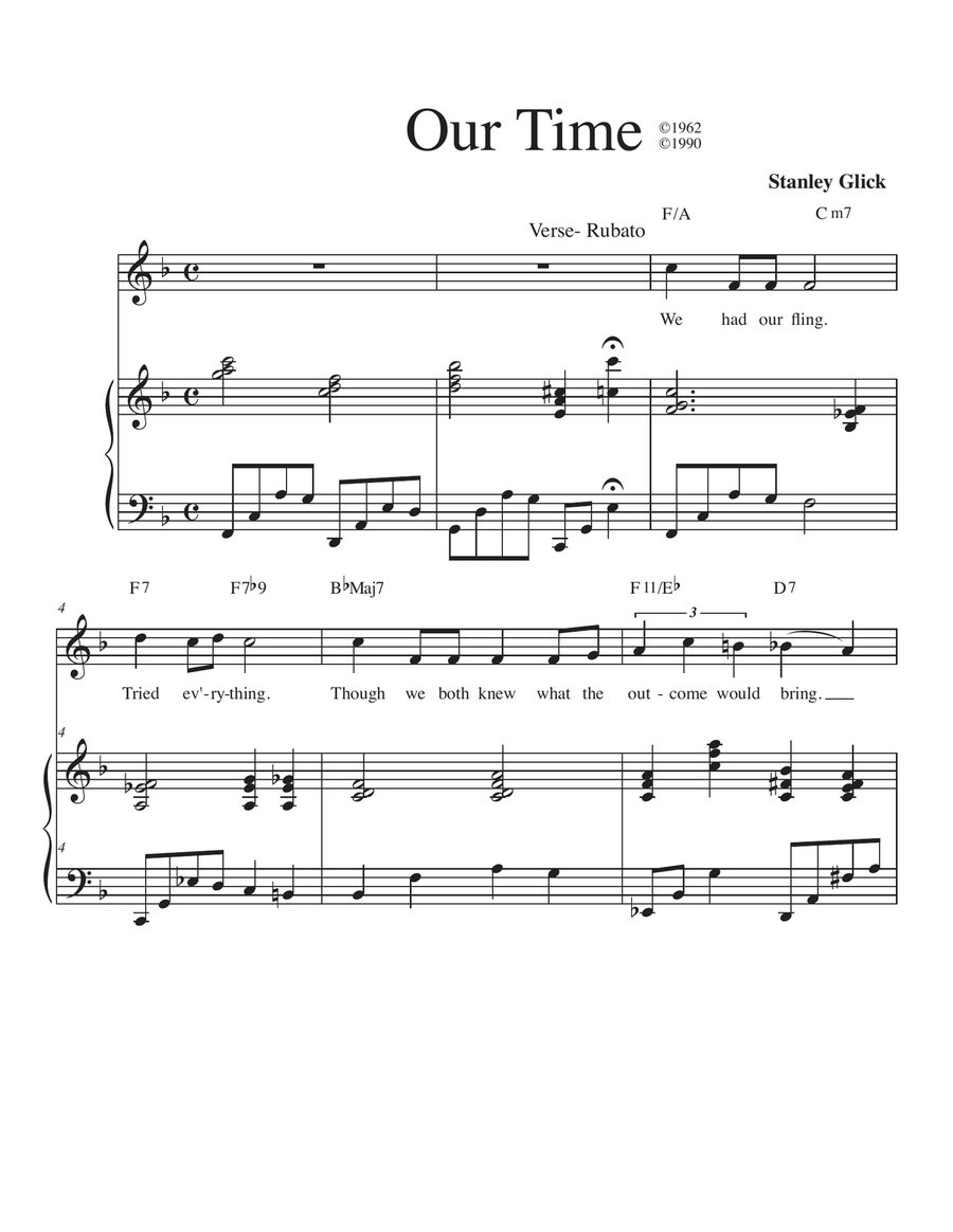 Our Time Our Time Piano, Vocal scores gallery preview page 1