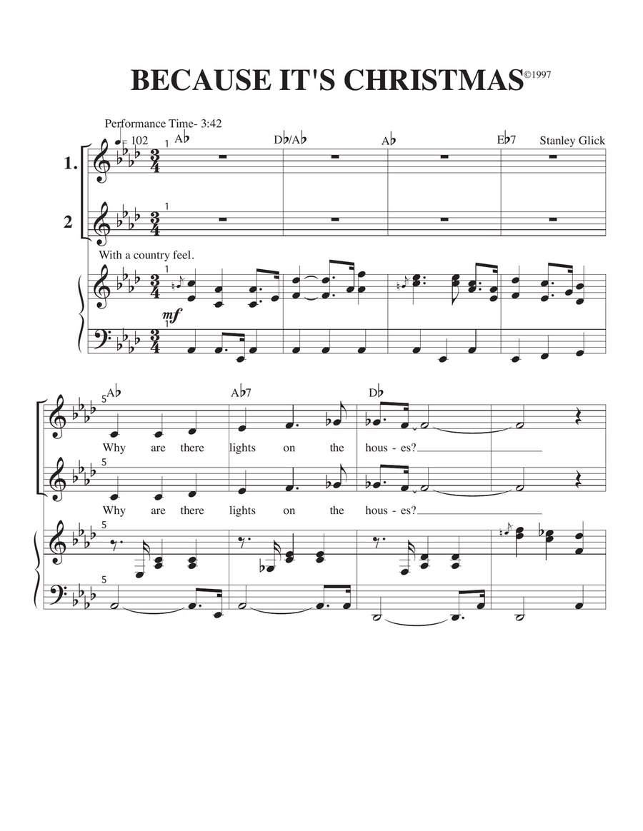 Because It's Christmas Because It's Christmas Piano, Vocal scores gallery preview page 1
