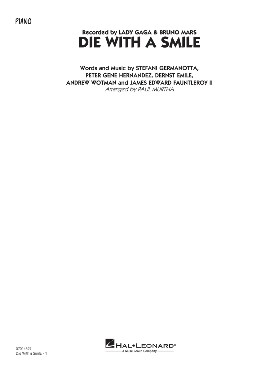 Die With A Smile (arr. Paul Murtha) - Piano Concert Band scores gallery preview page 1