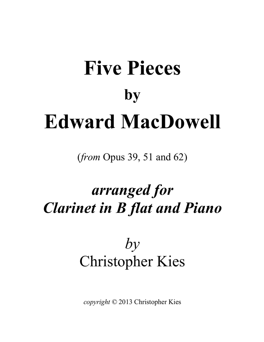 Five Pieces by Edward MacDowell Woodwind Duet scores gallery preview page 1