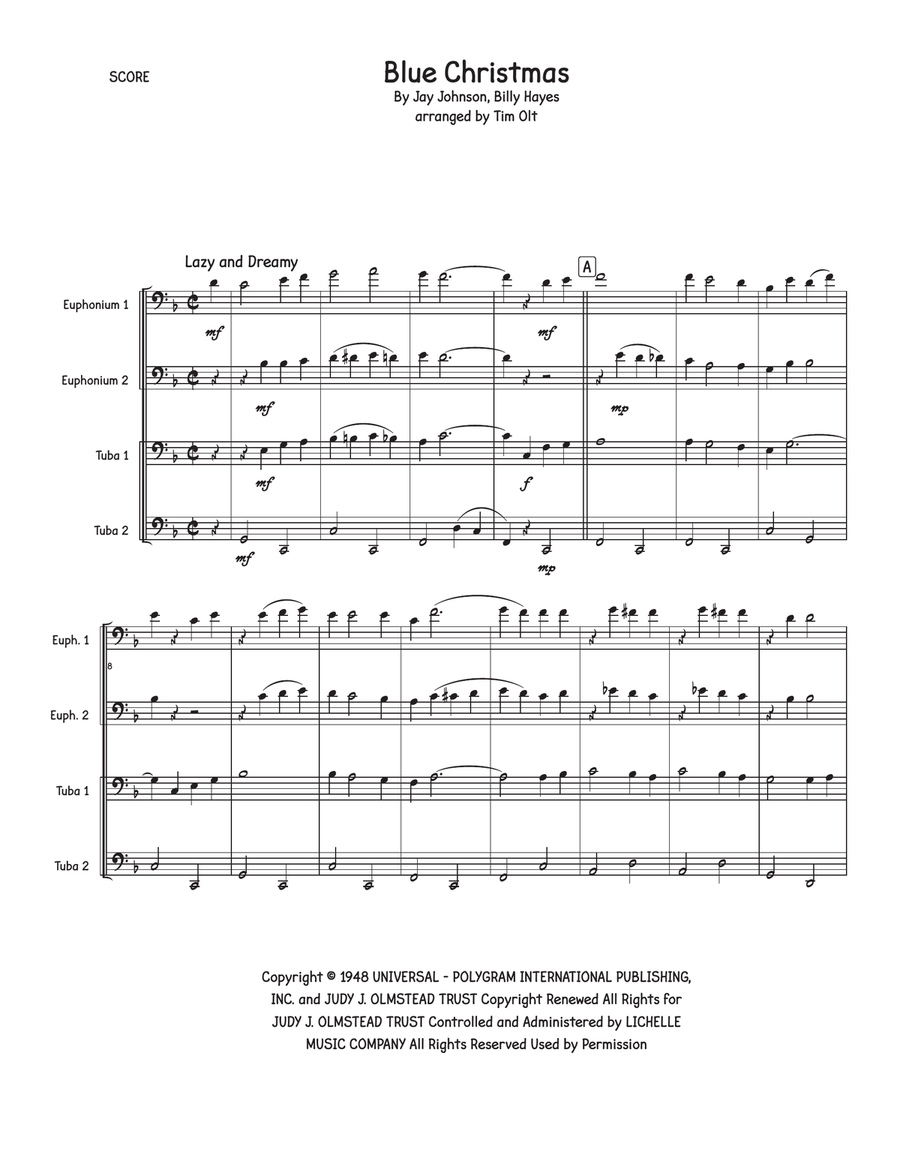 Blue Christmas Blue Christmas Brass Quartet scores gallery preview page 1