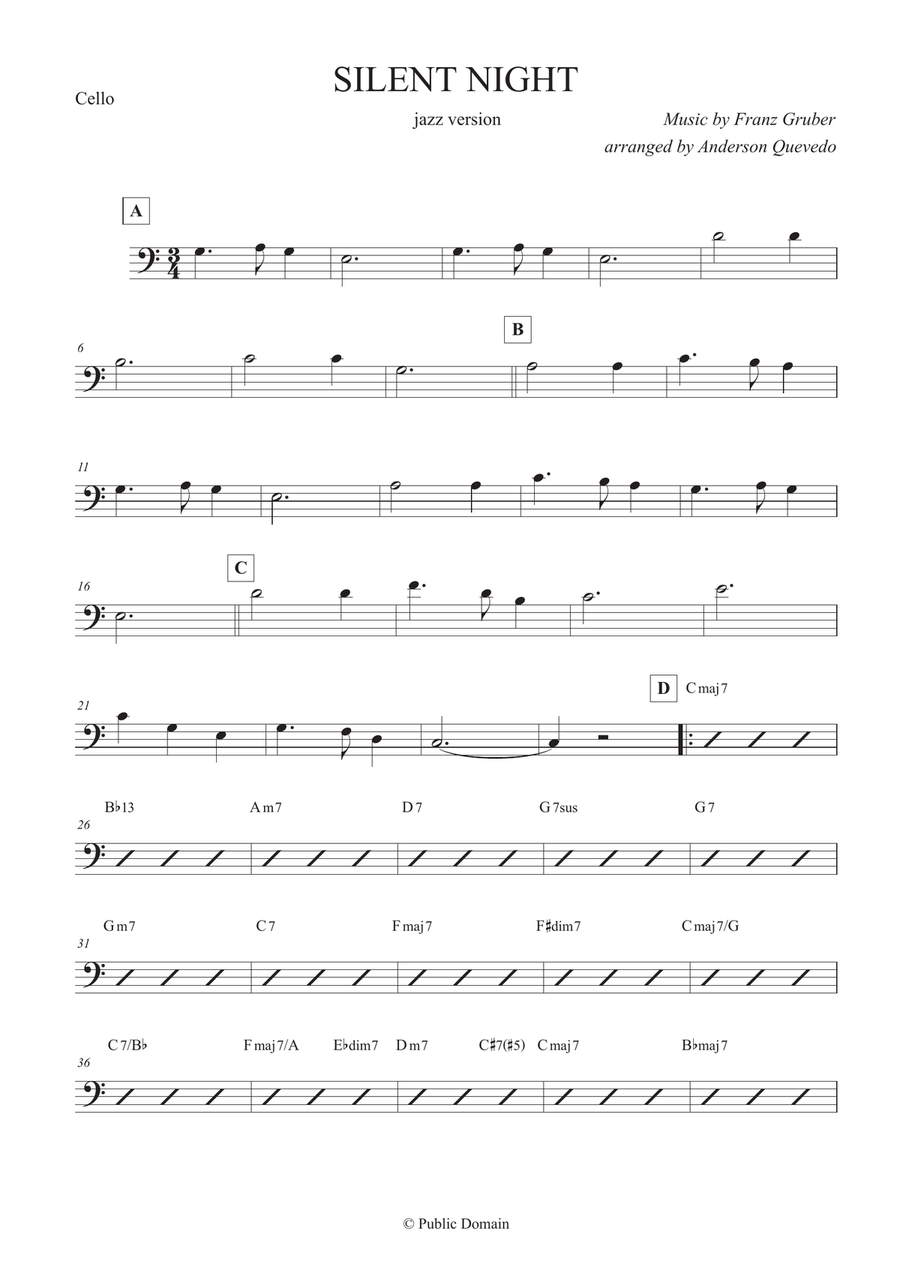 Silent Night For Cello Silent Night For Cello Cello Solo scores gallery preview page 1