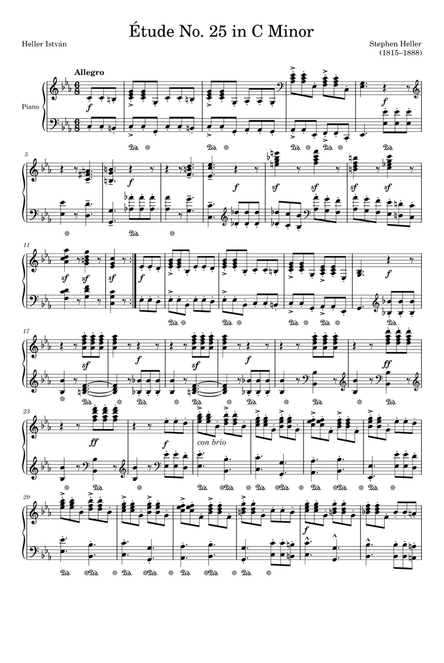Étude Opus 45 No. 25 in C Minor – Stephen Heller Piano Solo scores gallery preview page 1