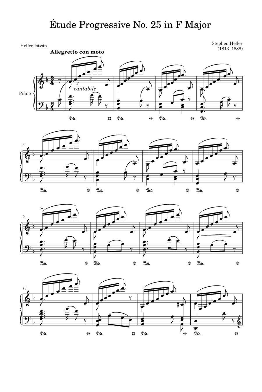 Étude Progressive Opus 46 No. 25 in F Major – Stephen Heller Piano Solo scores gallery preview page 1