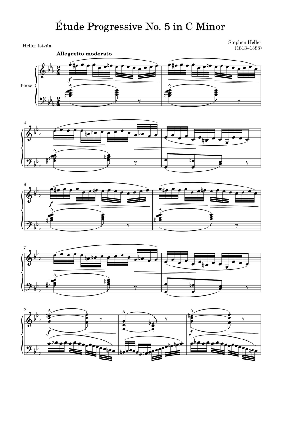 Étude Progressive Opus 46 No. 5 in C Minor – Stephen Heller Piano Solo scores gallery preview page 1