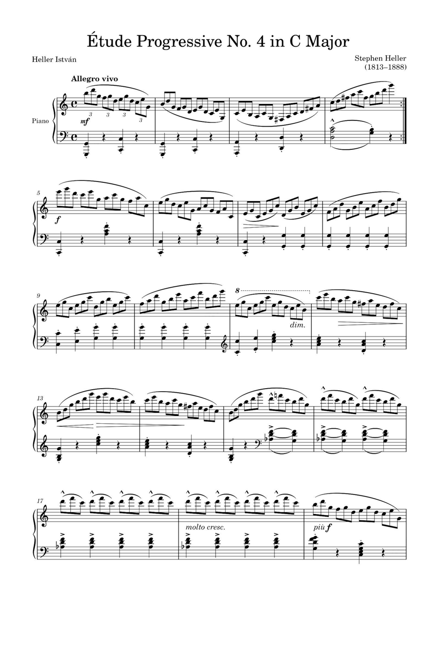 Étude Progressive Opus 46 No. 4 in C Major – Stephen Heller Piano Solo scores gallery preview page 1