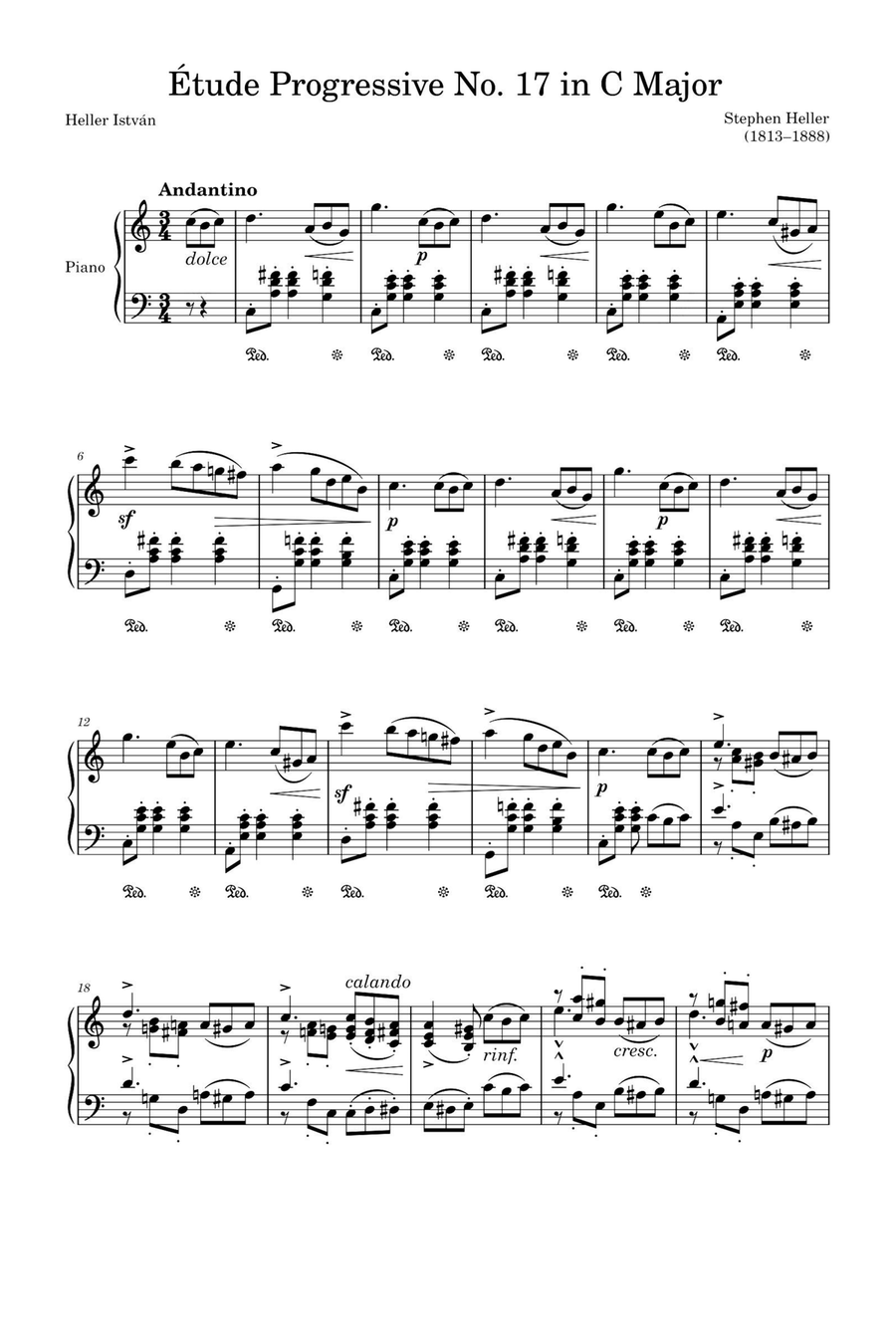 Étude Progressive Opus 46 No. 17 in C Major – Stephen Heller Piano Solo scores gallery preview page 1