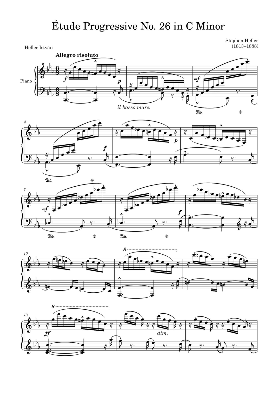 Étude Progressive Opus 46 No. 26 in C Minor – Stephen Heller Piano Solo scores gallery preview page 1