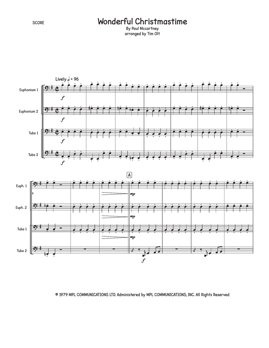 Wonderful Christmastime Wonderful Christmastime Brass Quartet scores gallery preview page 1