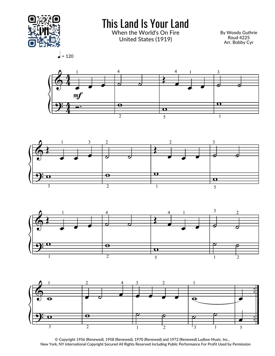 This Land Is Your Land This Land Is Your Land Easy Piano scores gallery preview page 1