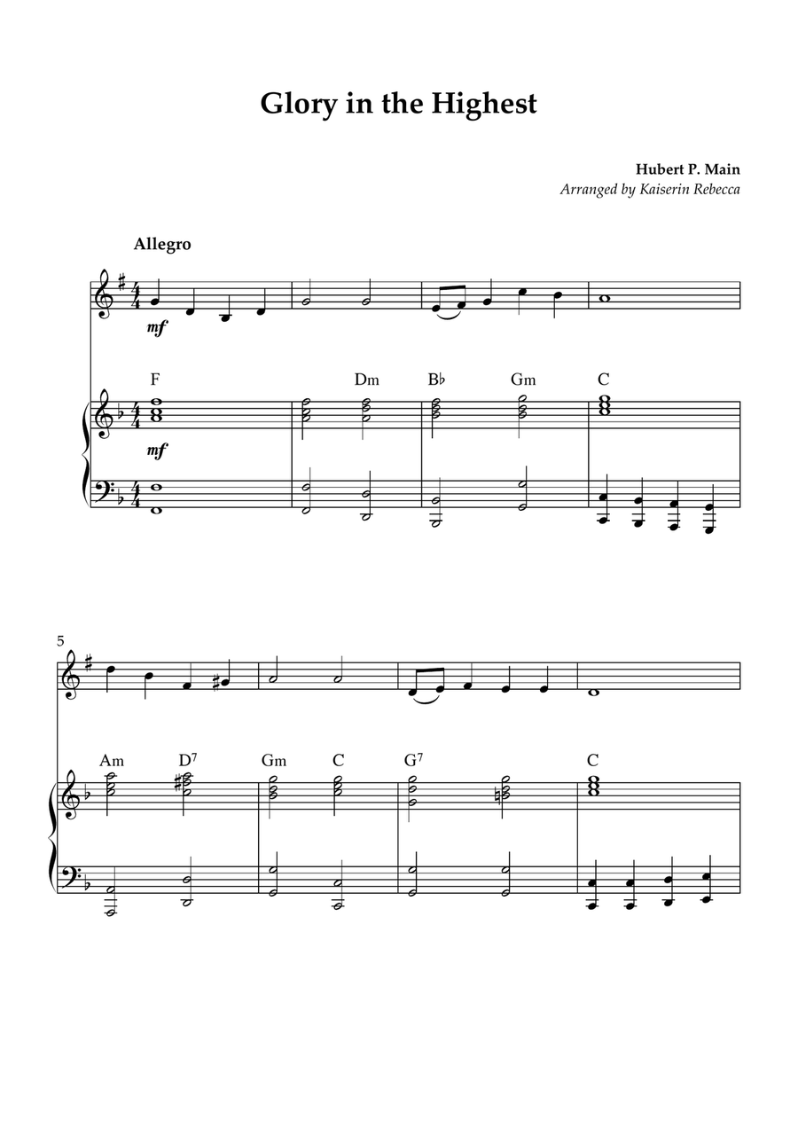 Glory in the Highest Glory in the Highest B-Flat Trumpet scores gallery preview page 1