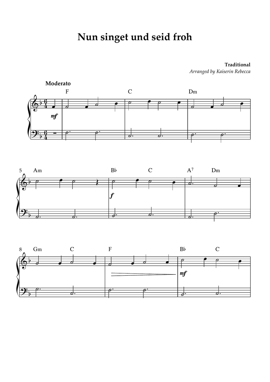 Nun singet und seid froh Nun singet und seid froh Piano Method scores gallery preview page 1
