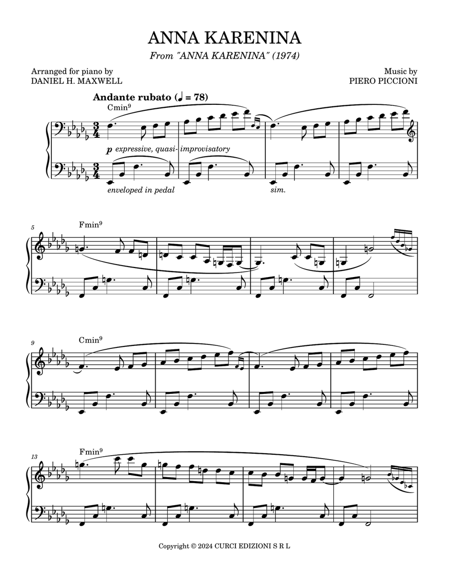 Anna Karenina Anna Karenina Piano Solo scores gallery preview page 1