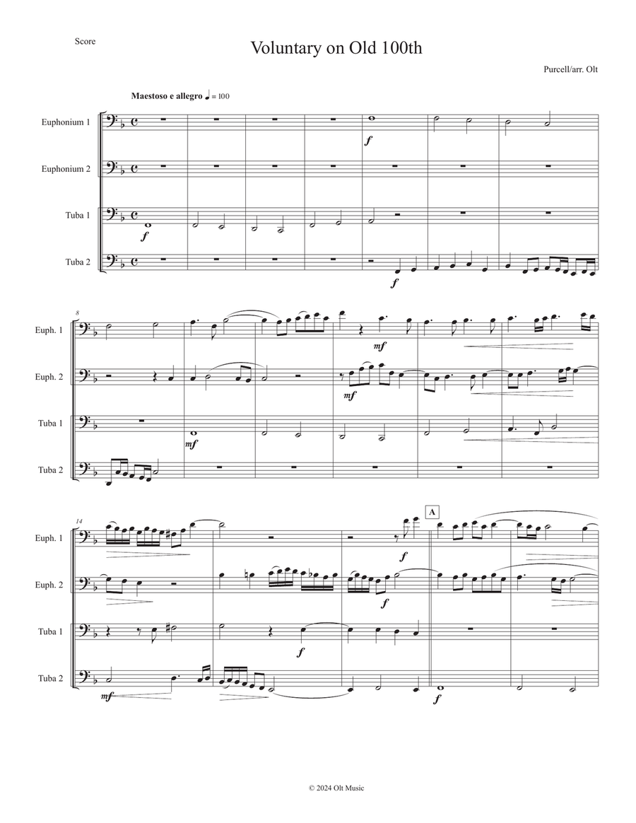Voluntary on Old 100th Voluntary on Old 100th Brass Quartet scores gallery preview page 1