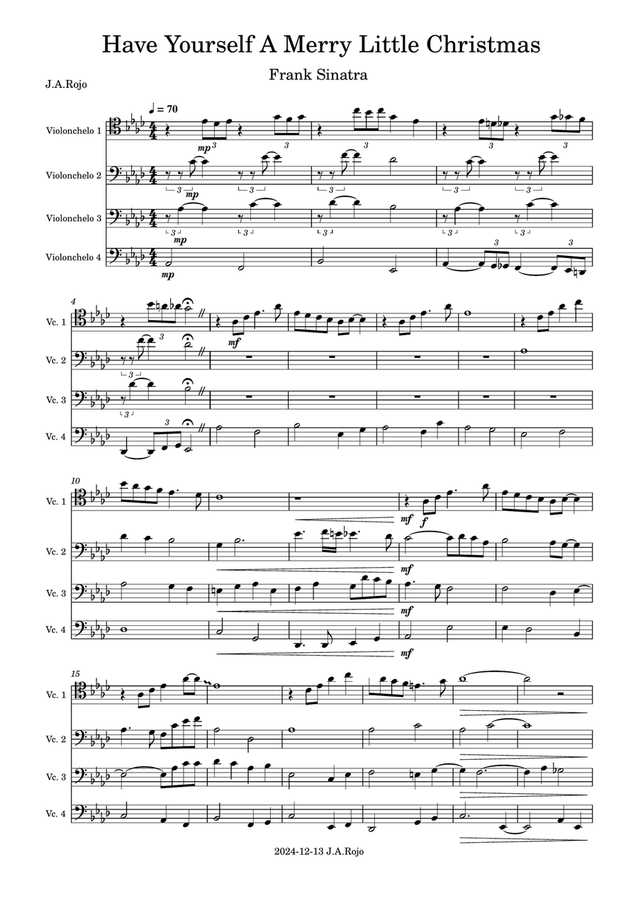Have Yourself A Merry Little Christmas String Quartet scores gallery preview page 1